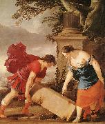 LA HIRE, Laurent de Theseus and Aethra (detail sg oil painting on canvas